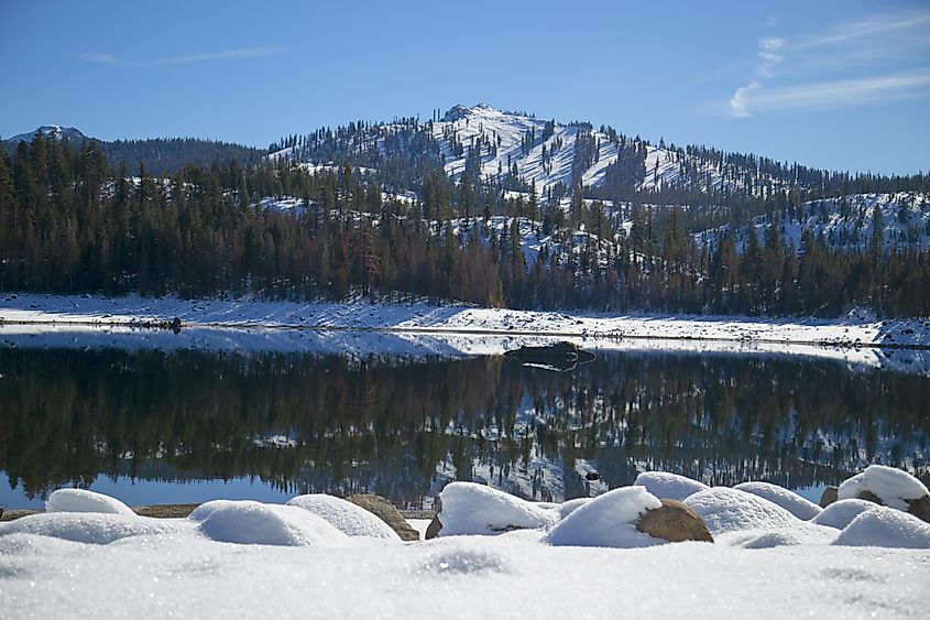 Huntington Lake, California, in winter.