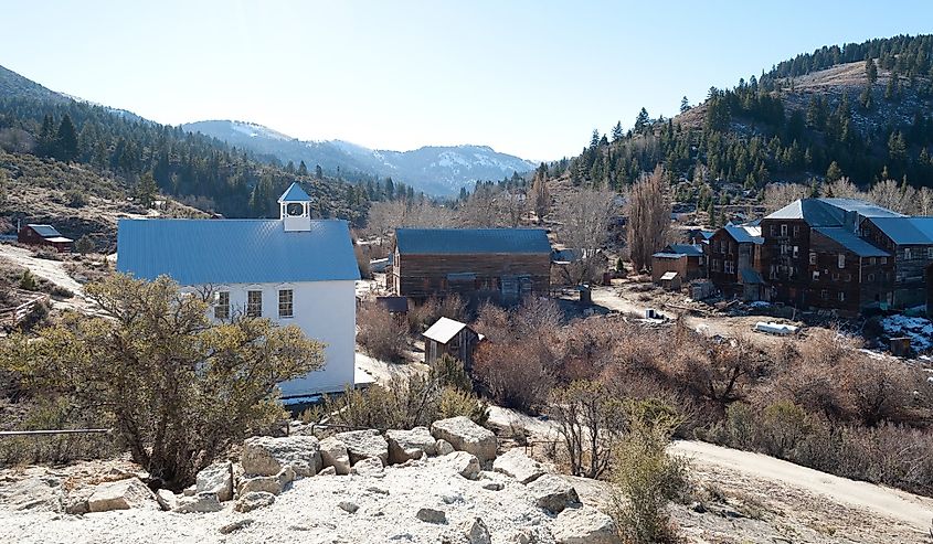 Overlooking Old Buildings in Silver City, Idaho
