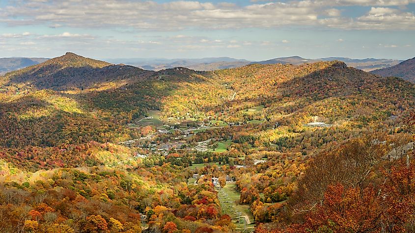 From the top of Sugar Mountain looking at Tyne Castle in Banner Elk North Carolina