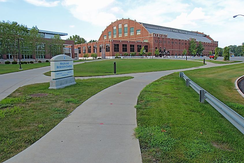 Hinkle Fieldhouse basketball arena at Butler University in Indianapolis, Indiana