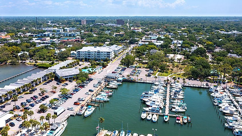 Aerial view of the marina at Dunedin, Florida.