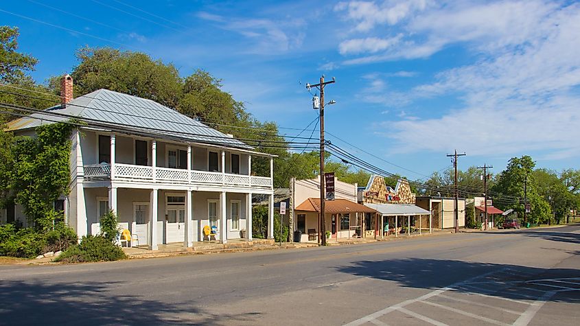 A side street and a rural Texas town, via Philip Arno Photography / Shutterstock.com