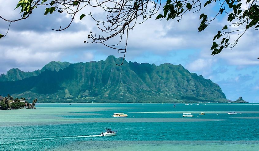 Beautiful Kualoa Mountain as Seen From He'eia State Park on Oahu