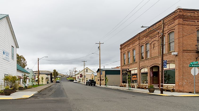 First Street in Fossil, Oregon.