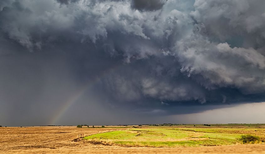 Cyclical tornadic supercell in between tornadoes, near McCook, Nebraska.
