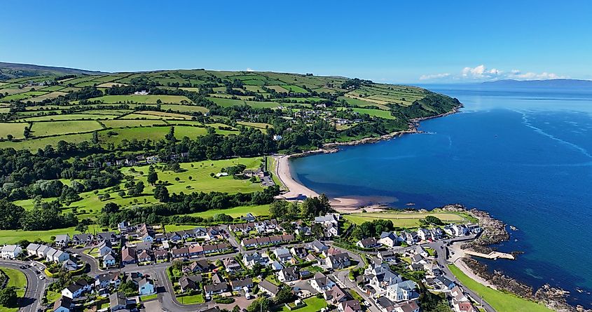 Aerial view of Cushendall, Northern Ireland.