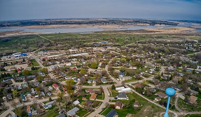 Aerial View of the Town of Niobrara, Nebraska near the Santee Native American Reservation