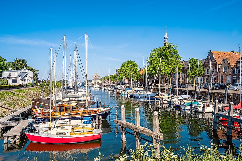Old city and marina of Veere, Netherlands