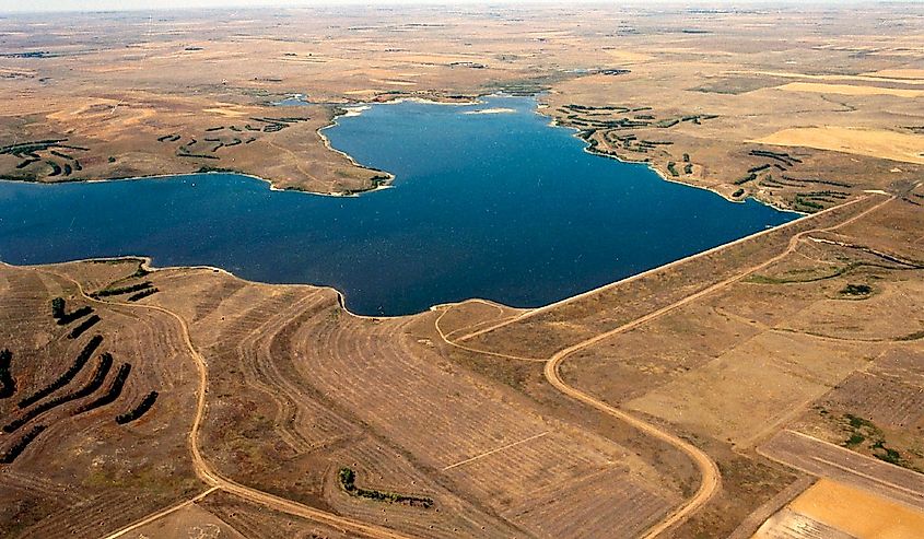 Bowman-Haley Dam and Lake on the North Fork of the Grand River near Bowman, North Dakota.