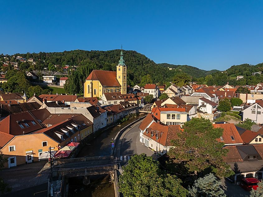 Aerial view of the picturesque town of Samobor, Croatia.
