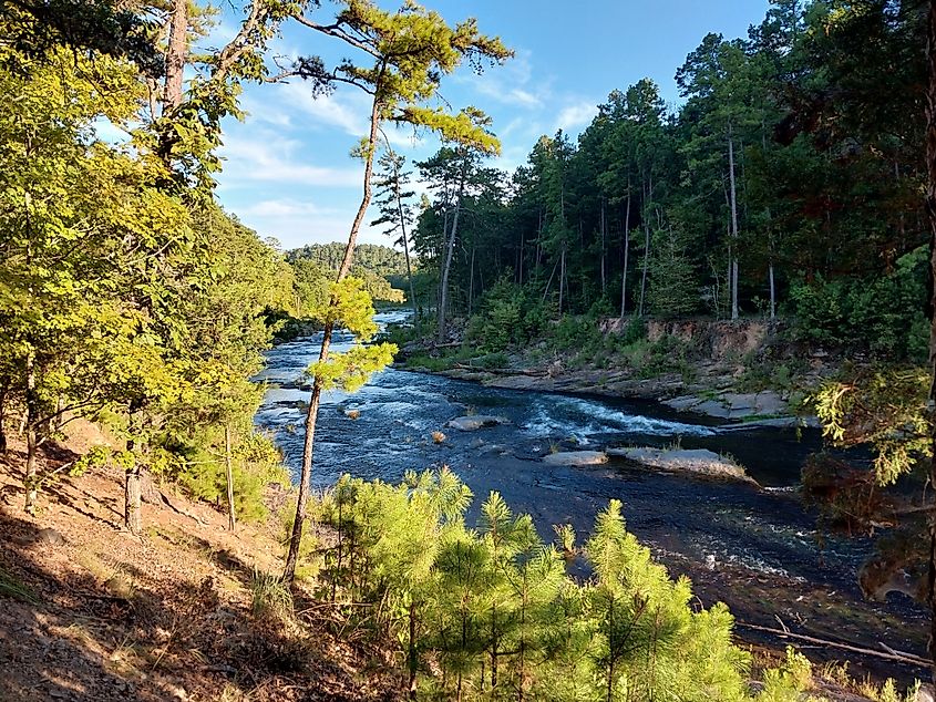 View of Spillway Creek in Beavers Bend State Park in Broken Bow, Oklahoma.