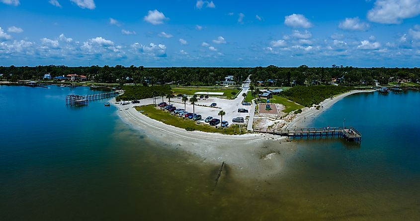 Aerial view of Menard May Park, Edgewater, Florida.