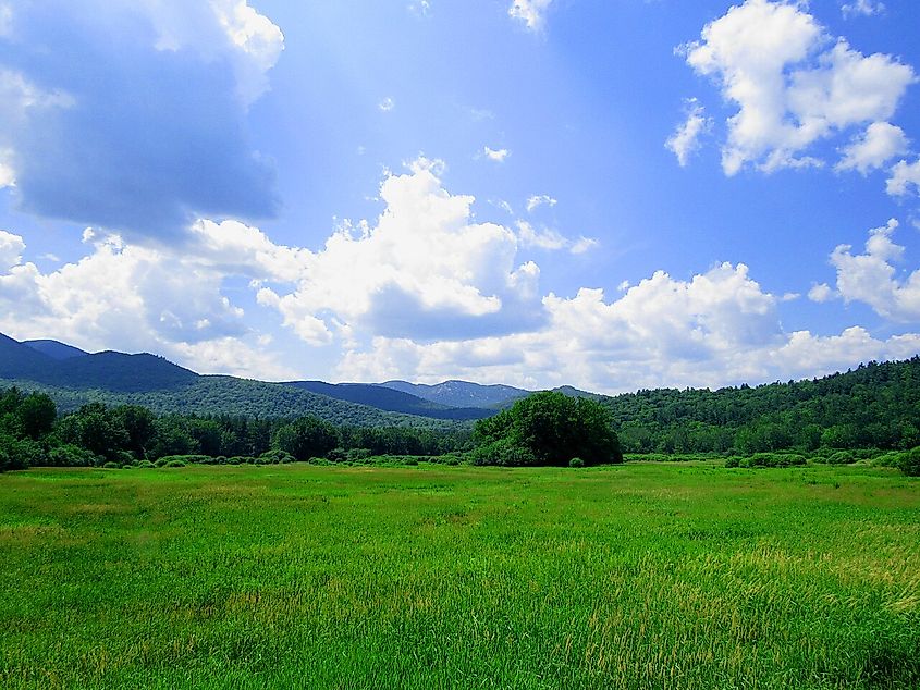 Scenic view from Route 73 in Keene, New York.