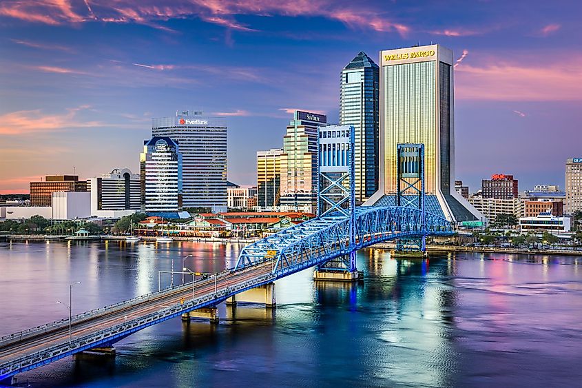 Downtown Jacksonville skyline viewed over St. Johns River