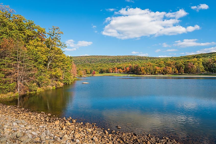 Early autumn color at Greenbrier Lake, at Greenbrier State Park in Maryland