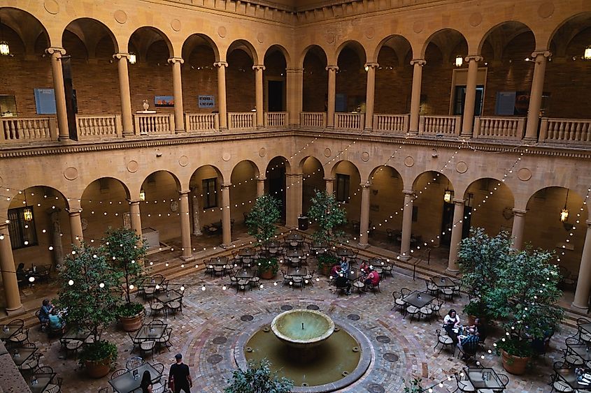 The Rozzelle Court Restaurant at the Nelson-Atkins Museum of Art, Kansas City, Missouri.