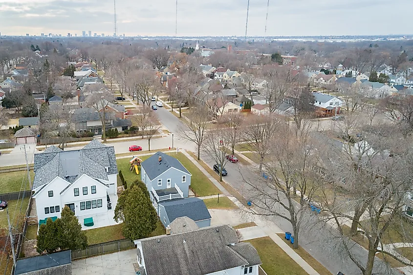 Aerial view of Whitefish Bay, Wisconsin