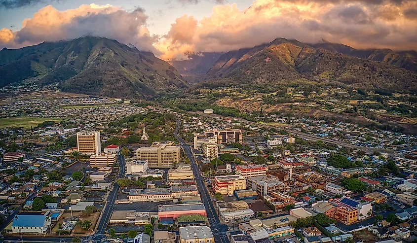 Overlooking downtown Wailuku, Hawaii.