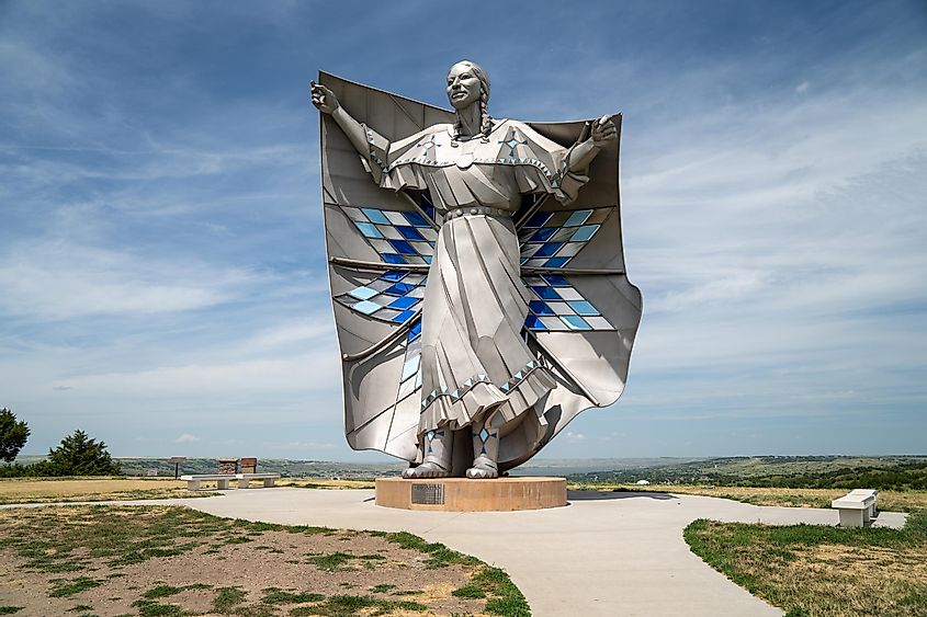 Dignity Statue in a Chamberlain rest area, a tribute to the Native American heritage