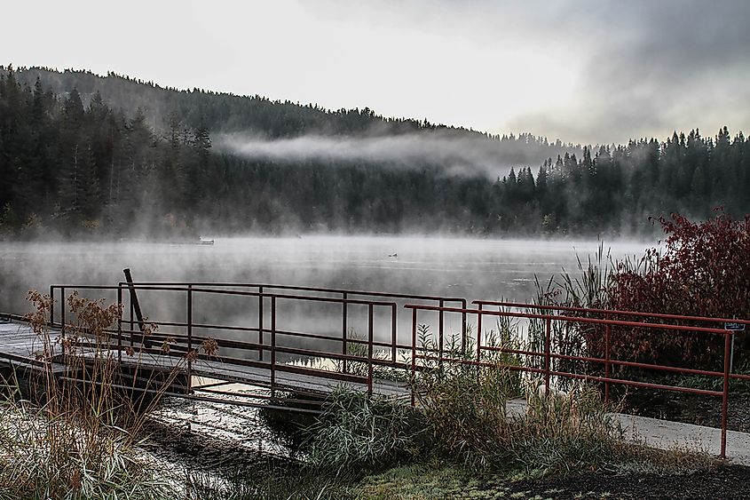 Misty morning at Elk Creek Campground, Idaho