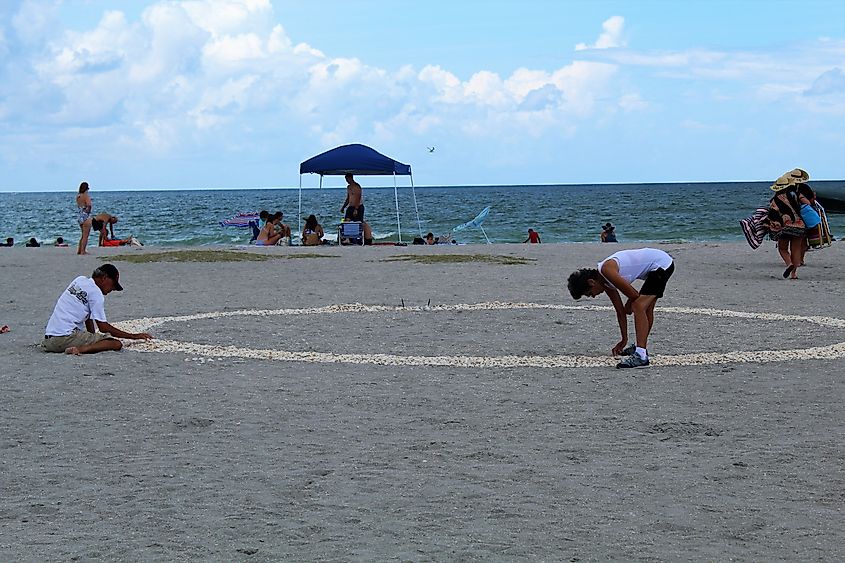 Venice, Florida. Caspersen Beach is a beach known for where shark teeth are found by tourists.