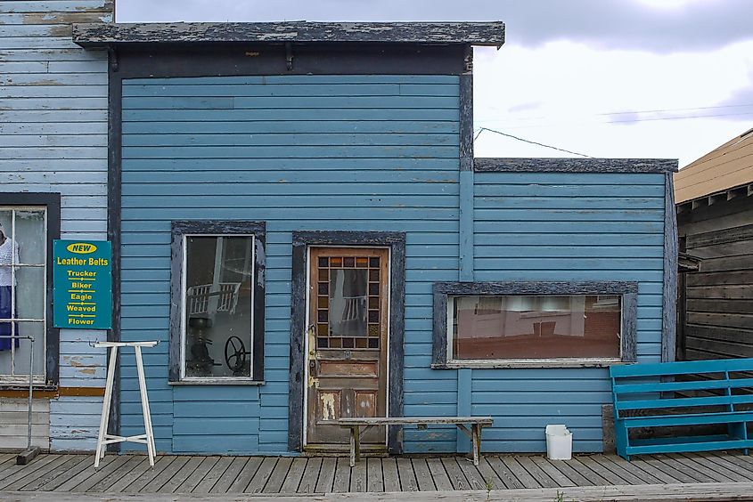 Old shop facade in Shaniko, Oregon, USA.