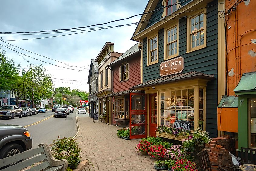 Charming storefronts in Frenchtown, New Jersey