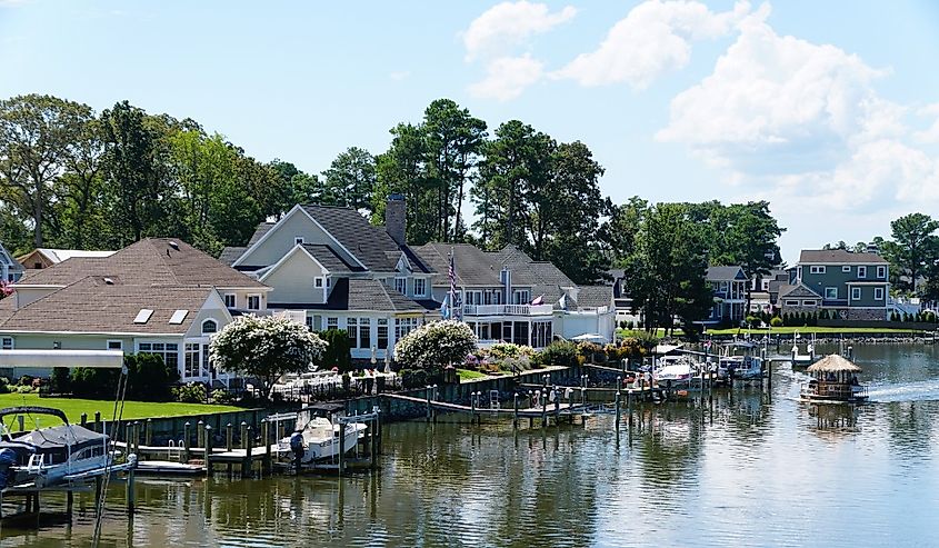 The luxury waterfront homes by the bay in the summer, Rehoboth Beach, Delaware