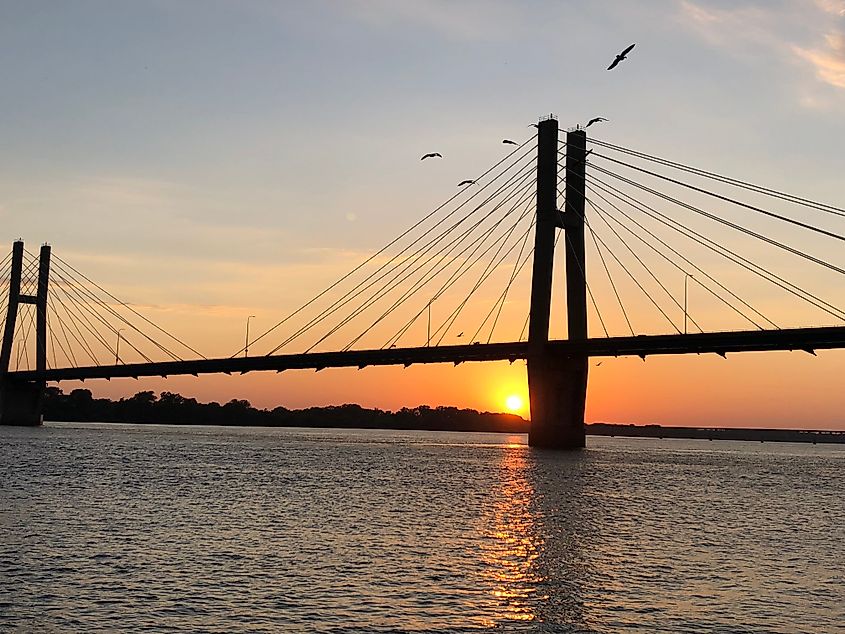 Bayview Bridge across the Mississippi River in Quincy, Illinois.