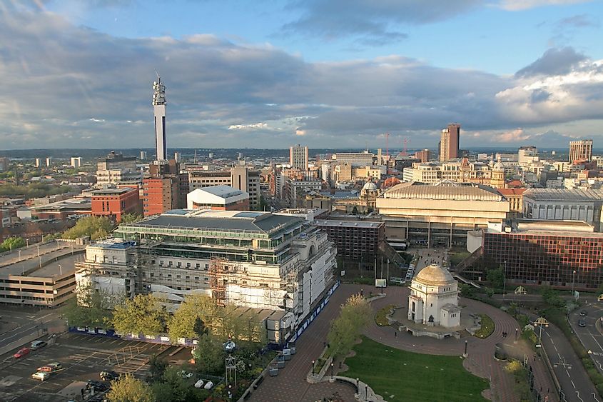 Aerial view of Birmingham, England. 