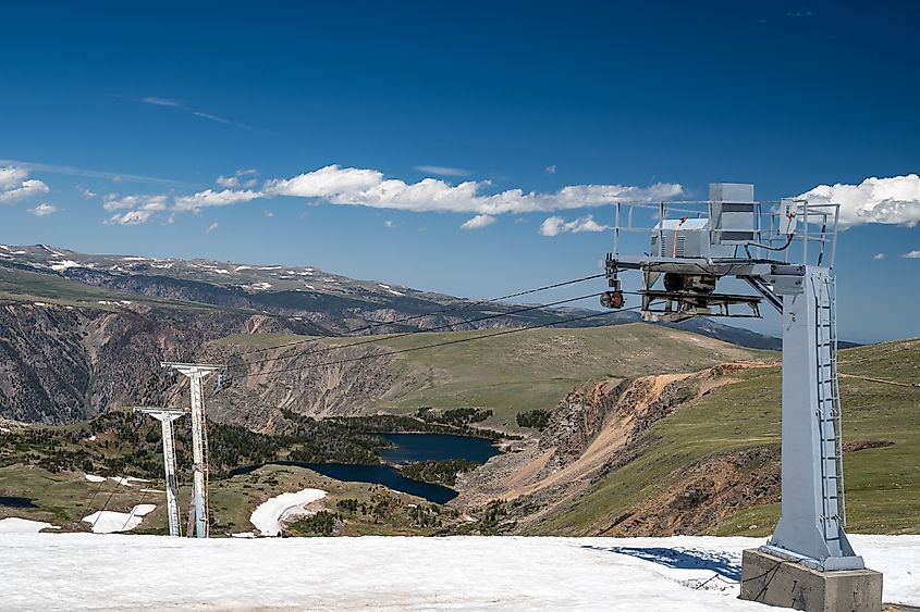 Chairlifts at the Beartooth Basin Summer Ski Are along the Beartooth Pass in Wyoming