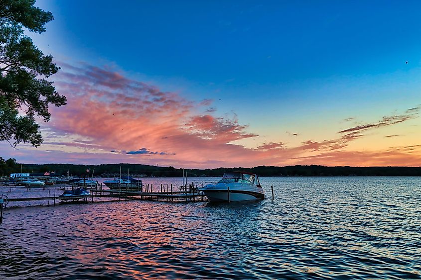 Sunset on Chautauqua Lake, New York.