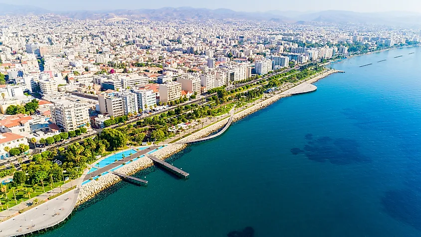 The coastline of Cyprus along the Mediterranean Sea.