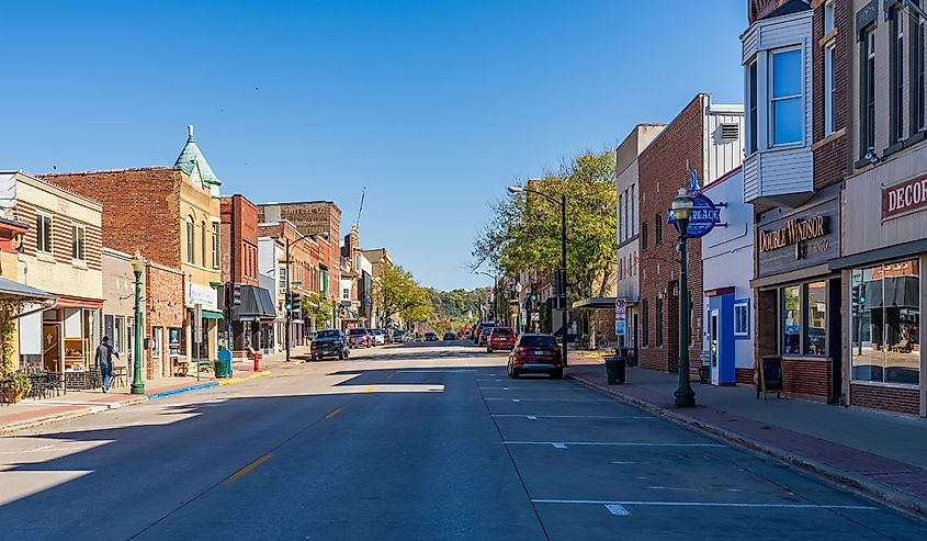 Shops and stores on W Water Street n Decorah, Iowa. Editorial credit: Steve Heap / Shutterstock.com 
