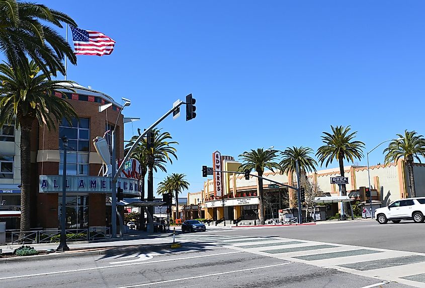 Rubys American Diner and Edwards Cinemas in Downtown Brea.