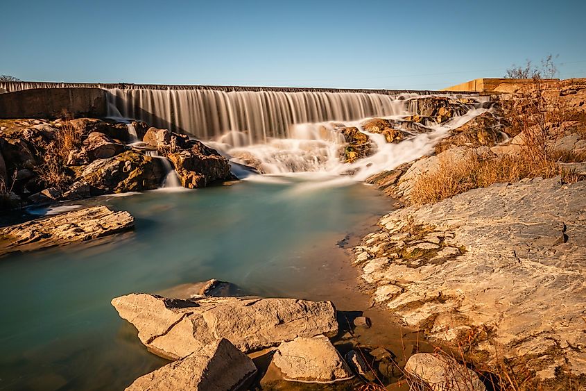 Llano river dam in Badu Park Texas.