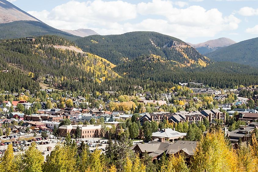 Aerial view of Breckenridge, Colorado.