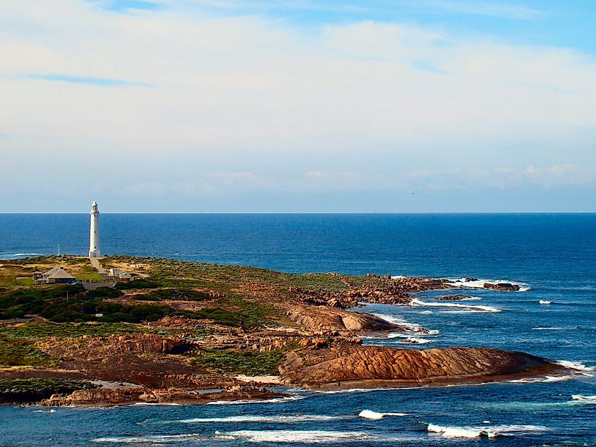 Cape Leeuwin and lighthouse as seen from the north. Margaret River, Western Australia. Photo via WikimediaCommons