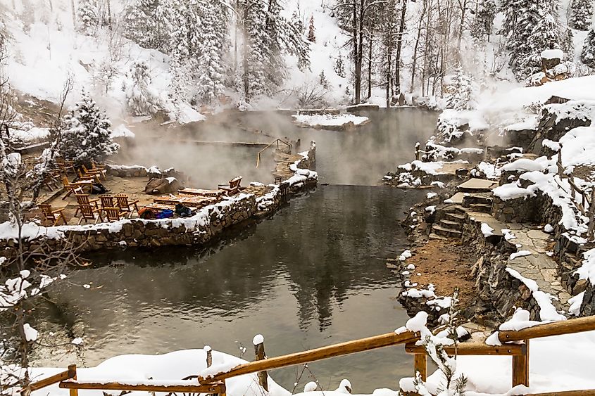 Strawberry Park Hot Springs in winter