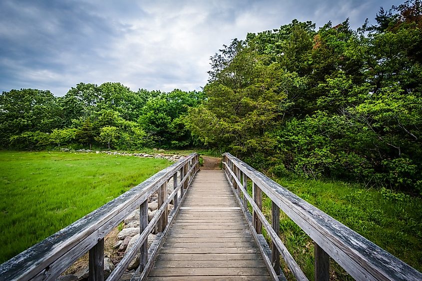Boardwalk trail at Odiorne Point State Park, in Rye, New Hampshire.