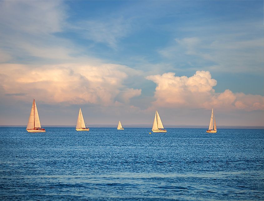 Sailboats on Lake Superior.