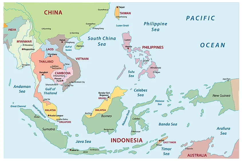 What 3 countries are islands in Asia?