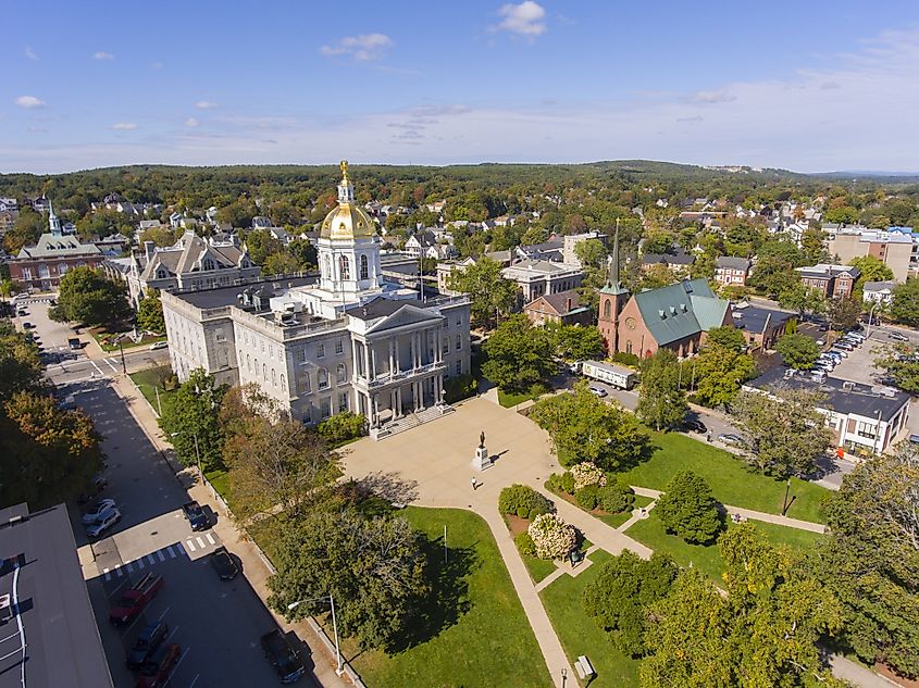 New Hampshire State House aerial view, Concord, New Hampshire