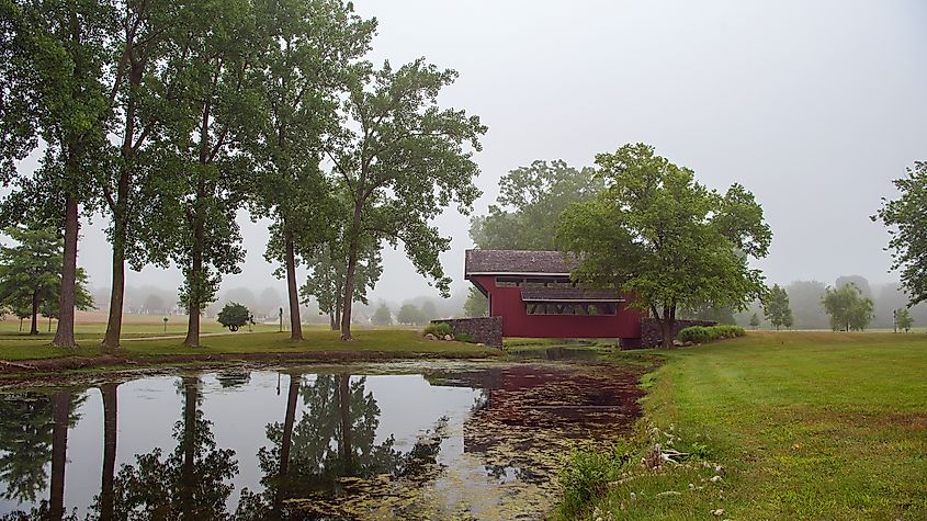 A multi kingpost truss bridge in Middlebury, Indiana.