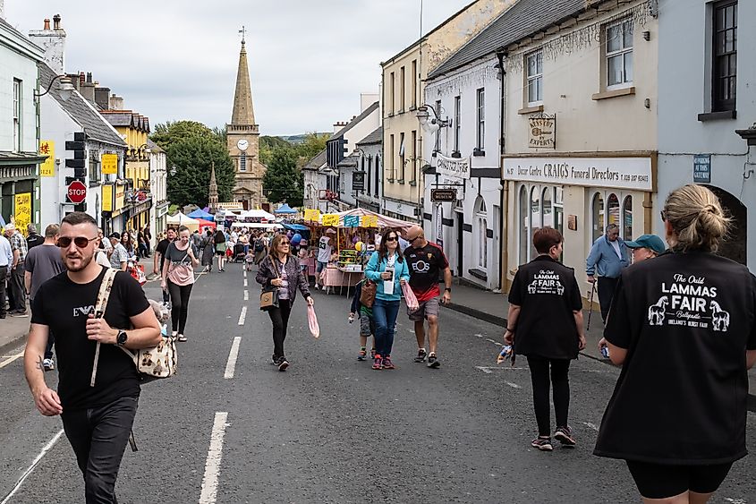 Busy streets during a fair in Ballycastle, Northern Ireland, the UK
