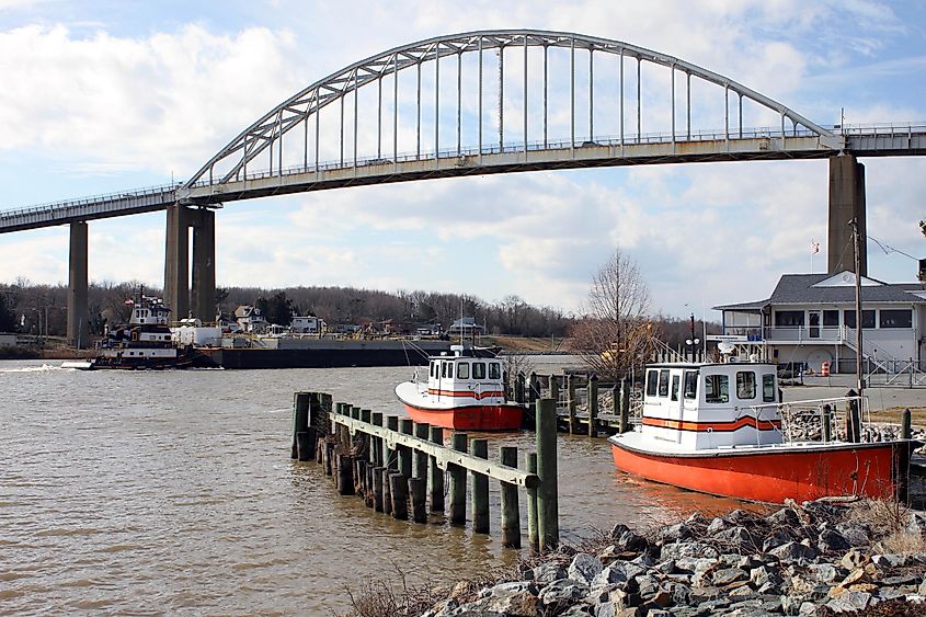 Chesapeake City Bridge, built in 1948, spans 540 feet with an overall length of 3,954 feet.