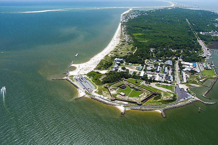 Aerial view of Dauphin Island, Alabama.