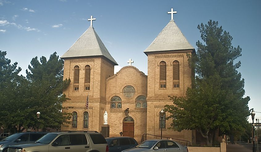 Historic San Albino church in the Old Mesilla Plaza at Mesilla, New Mexico