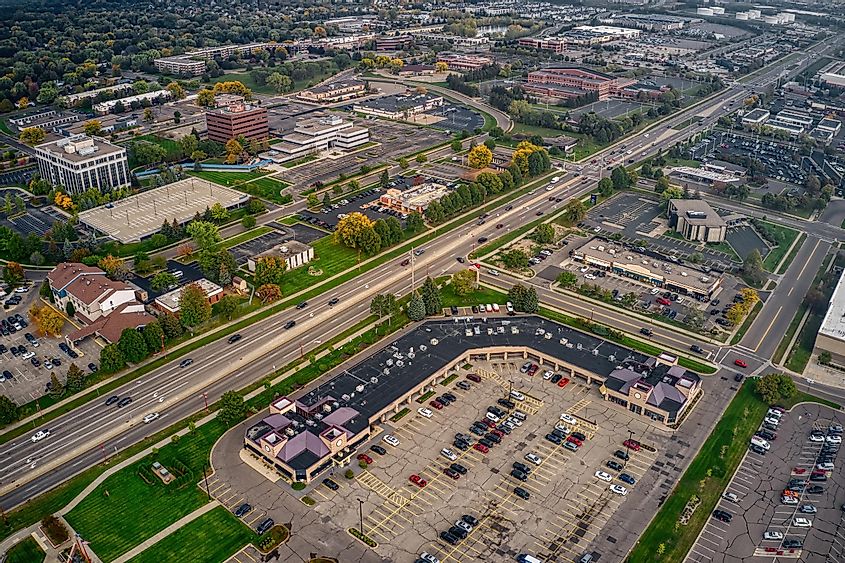 Aerial View of the Twin Cities Outer Suburb of Apple Valley, Minnesota