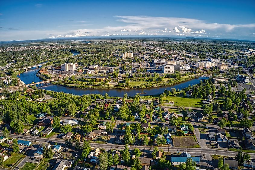Aerial view of Fairbanks, Alaska.